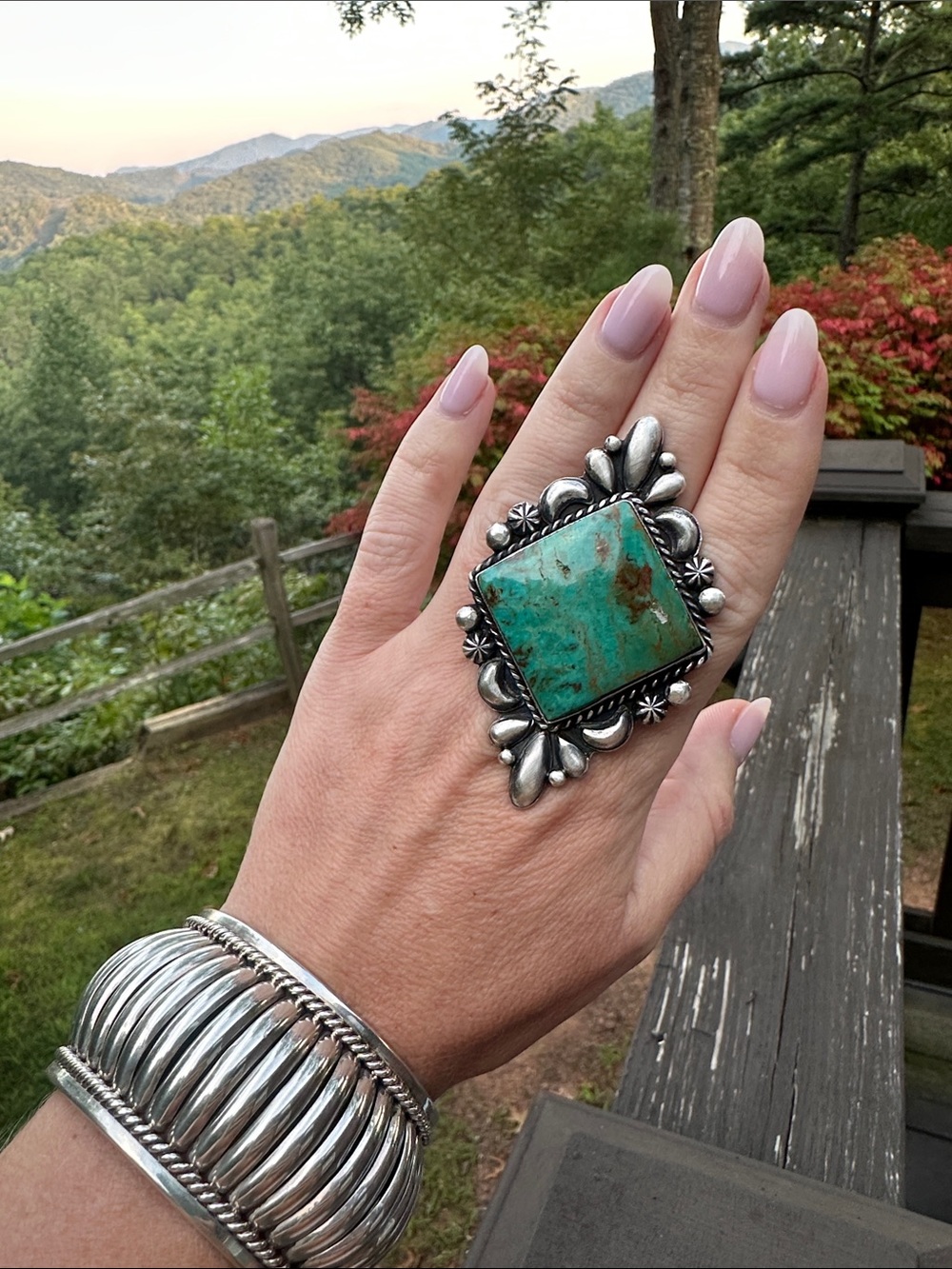 Navajo Marcus Chavez Royston Turquoise Sterling Silver Ring - Picture 2 of 6